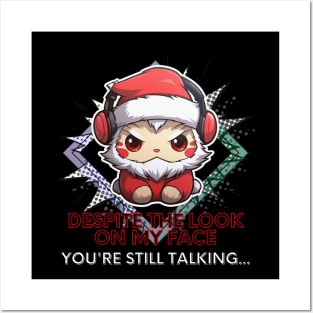 Sarcastic Quote - Christmas Cat Santa - Funny Quote Posters and Art